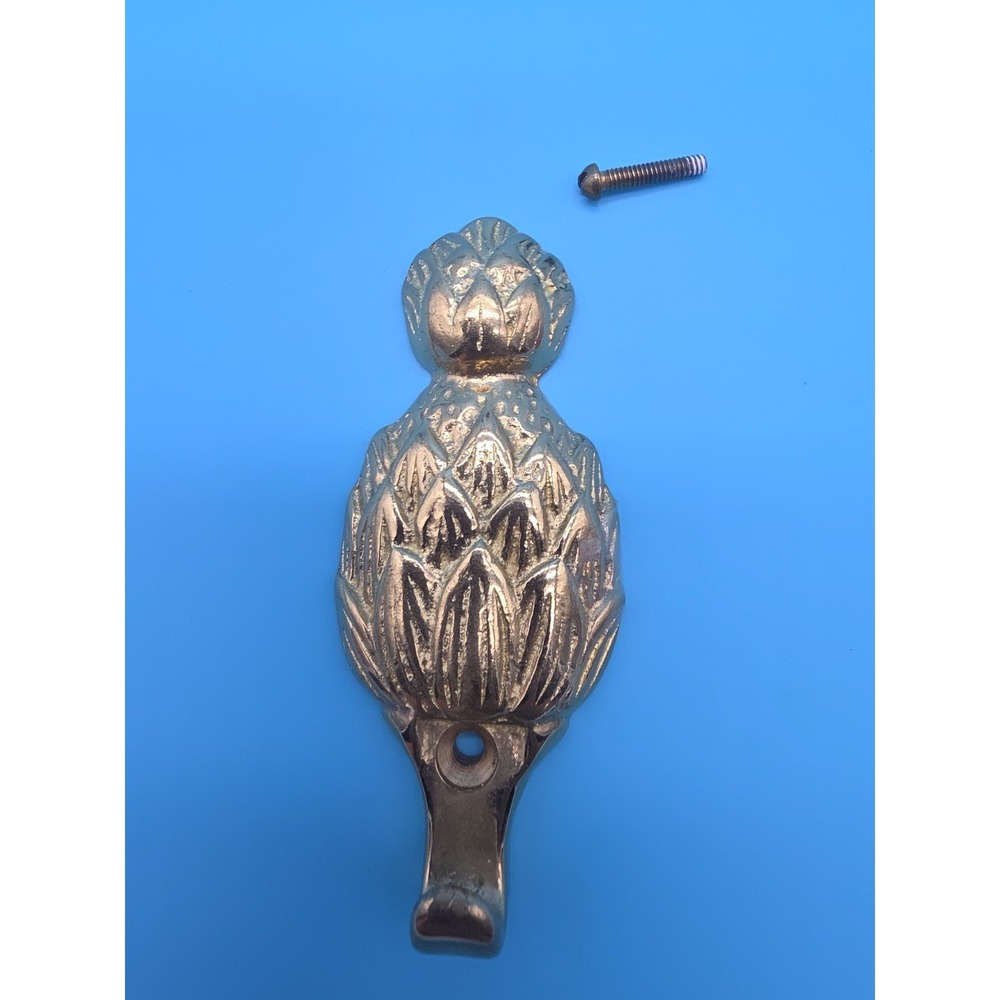 Brass Pineapple Wall Hanger Hook  The Bombay Company 3.5"x 1.5" Vintage 1990